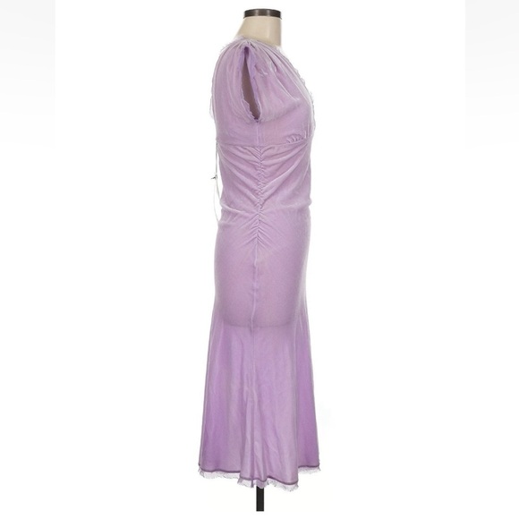 Vintage Diane Von Furstenberg Velvet Midi Dress Short Sleeve 90s Slip Button 6 S - Picture 4 of 10